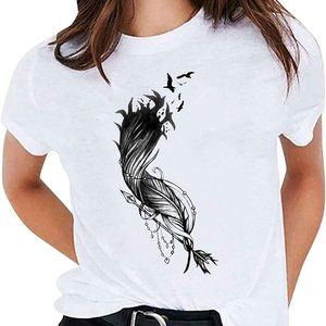 Neck Short Sleeve Casual T-Shirt（Blue，XL）